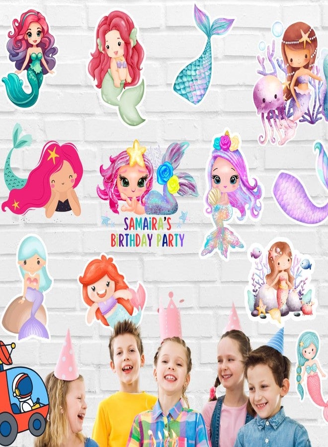 Yellow Nuts Personalized Mermaid Sea Birthday Party Cutouts Big Size Home Kids Room Party Hall Decoration Walls Ceiling - Image 2